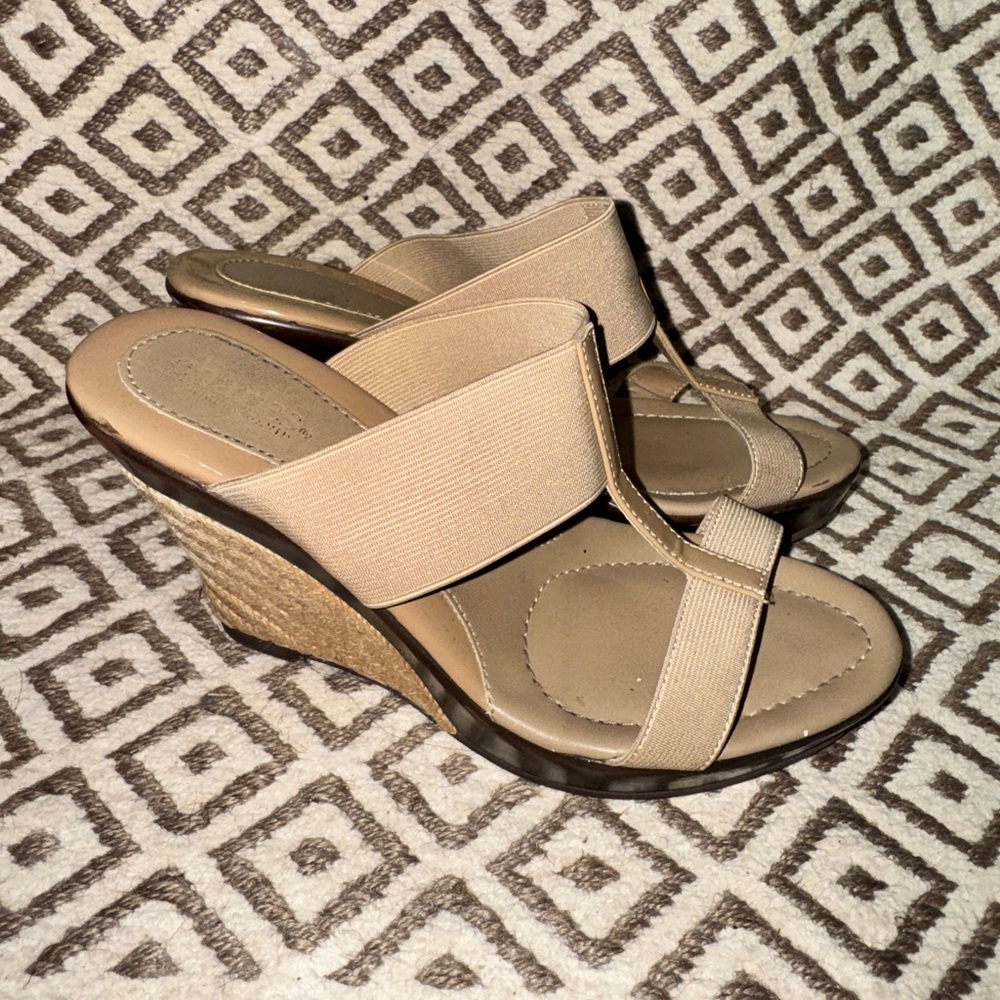 Charles By Charles David Beige Wedge Sandals